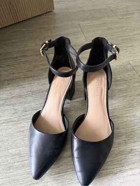 Michael Kors Black Pointed Toe Ankle-Strap Block Heels